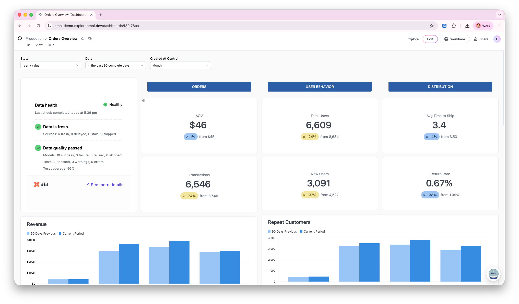 Embed data health tile in Omni