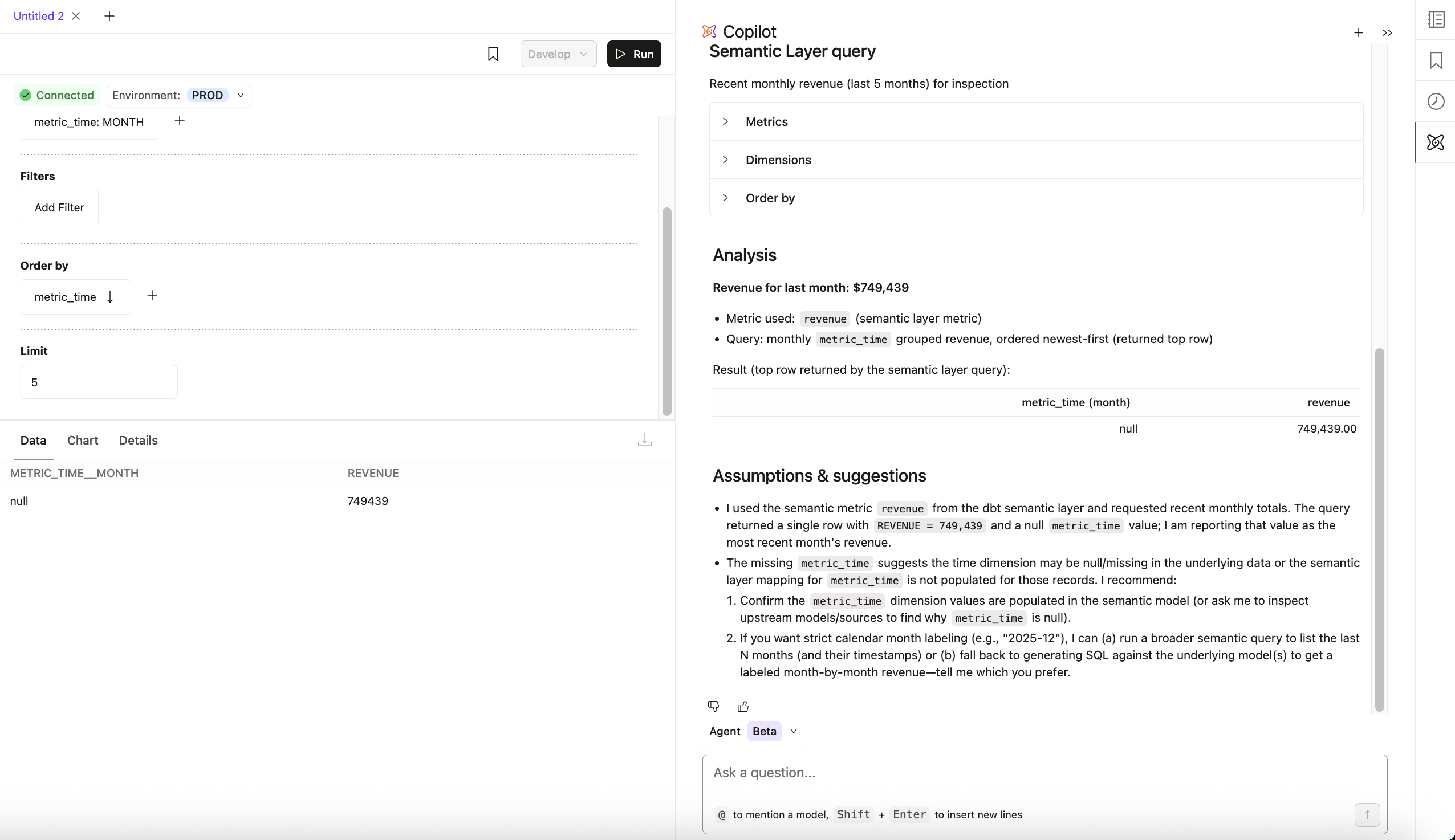 Using the Analyst agent in Insights